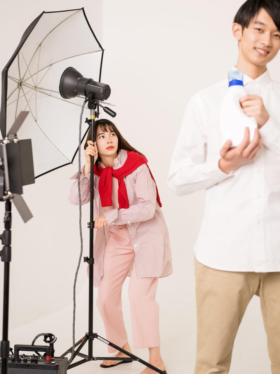 洗濯広告の撮影現場