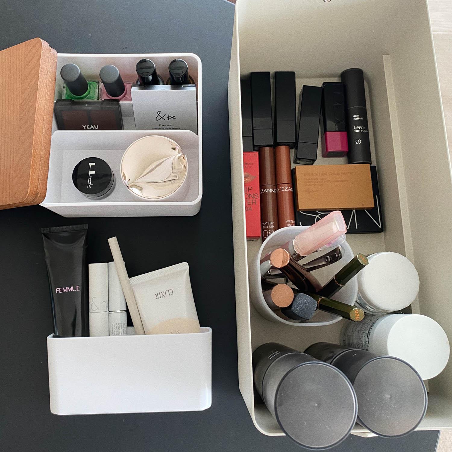 持ち運びしやすいボックスにひとまとめ