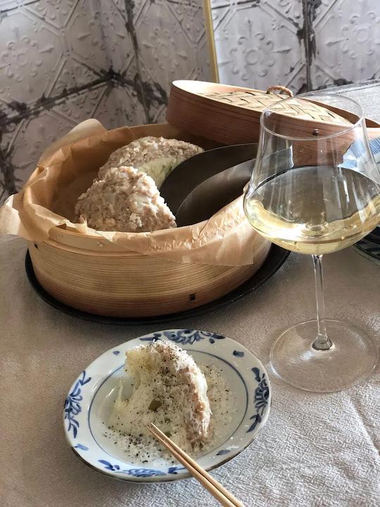 カリフラワーの蒸しハンバーグ
