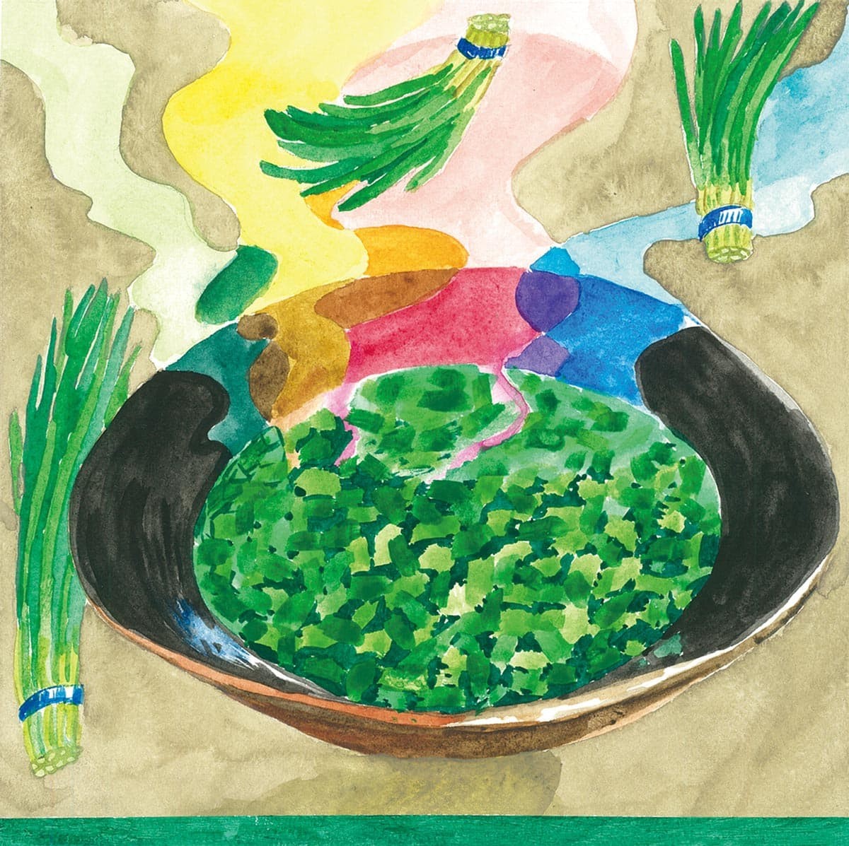 にらの味噌汁のイラスト