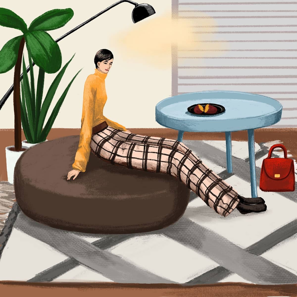 椅子に座る女性