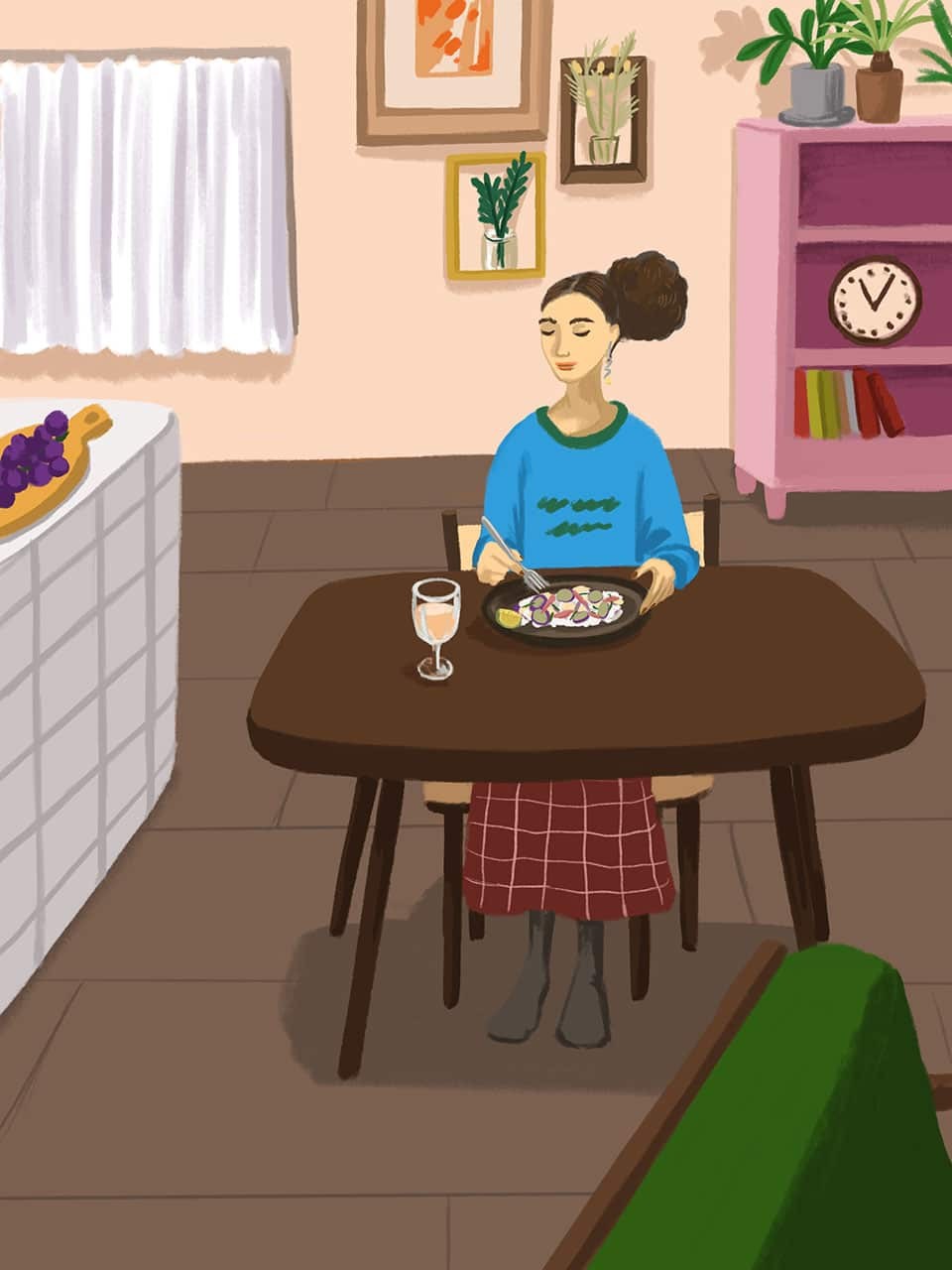 葡萄と梨と香味野菜のカッテージ白和え