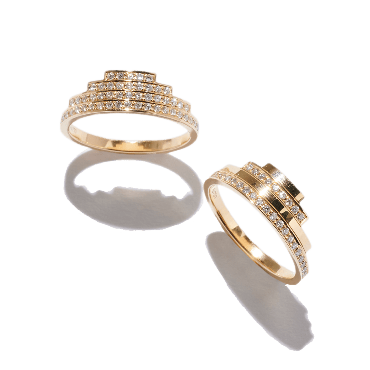 上から ダイヤモンドリング ¥308,000、リング ¥253,000（共にアーカー | アーカー 伊勢丹新宿店）