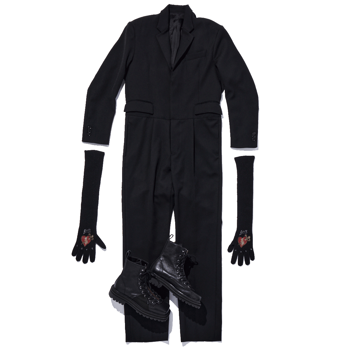 ADAM ET ROPE' /ジャンプスーツ オールインワン つなぎ 黒 L ADAM ET