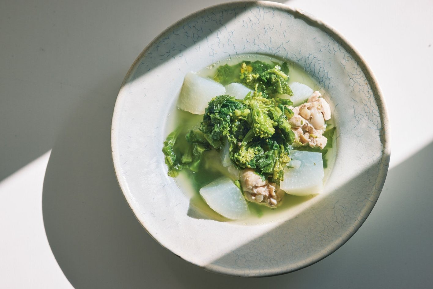 遅めのごはんでもOK！あっさり肉おかず「鶏手羽元と菜の花のポトフ」