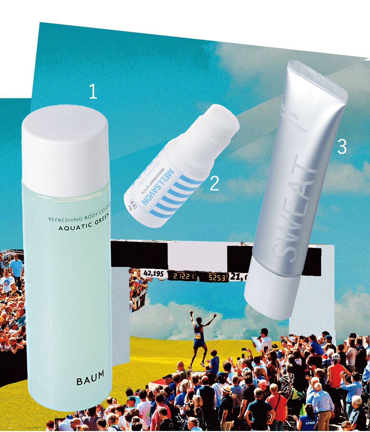 1 マスキング効果で対処するなら、爽やかに香るこちら。肌をサラサラに保つ、天然由来のパウダー入りなのもポイント。リフレッシング ボディコロン アクアティック グリーン 90ml ¥4,400＊限定発売（バウム）　2 脇のお悩みの救世主。殺菌作用を持つイソプロピルメチルフェノールと、毛穴や汗腺を引き締めることで汗そのものを減らすクロルヒドロキシアルミニウムがダブルで作用する。アルコールフリーだから、敏感肌の人にもおすすめ。メルサボン 薬用デオドラントスティック 無香料［医薬部外品］20g ¥990（ジャパンゲートウェイ）　3 マルチユースできるユニークな新星。2種の有効成分が臭味の原因となる菌や汗を抑制。ピタッと密着するウォータープルーフタイプだから、高温多湿の環境にも頼もしい。キスミー 薬用制汗クリーム［医薬部外品］30g ¥1,760（伊勢半）