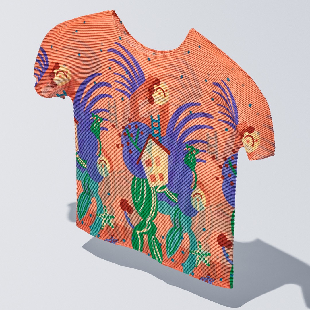 〈me ISSEY MIYAKE〉のトップで自然の美しさを愛でる