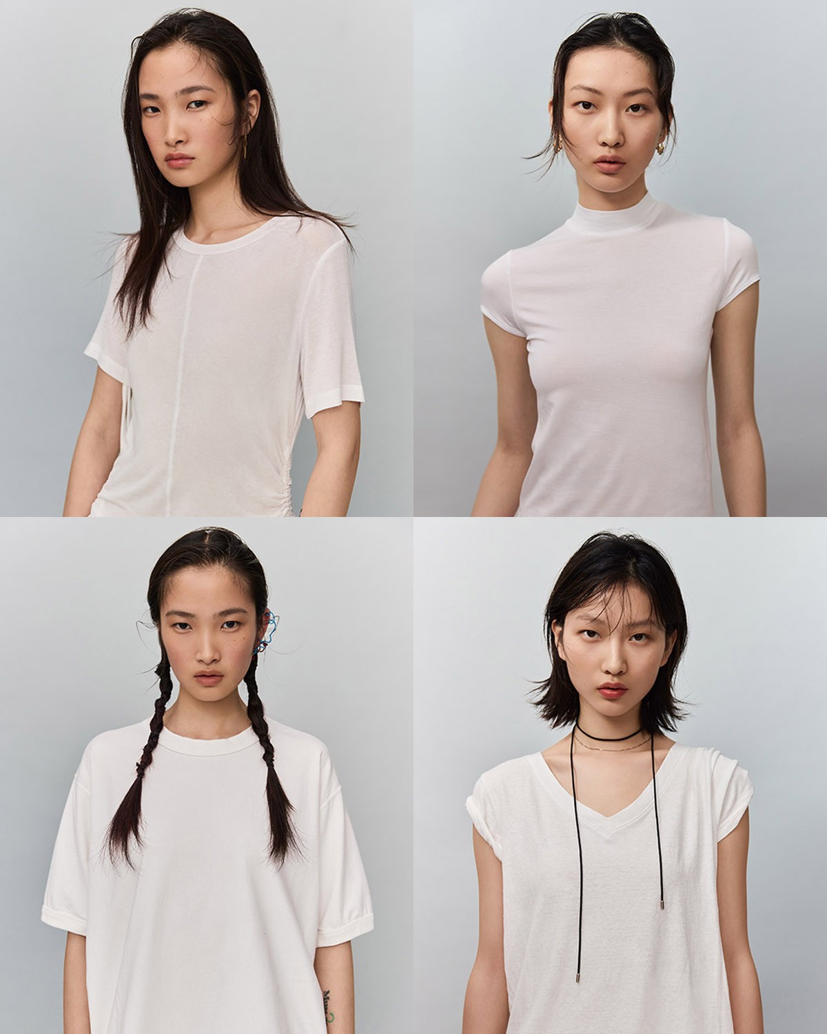 Tシャツの首元とヘアの関係性