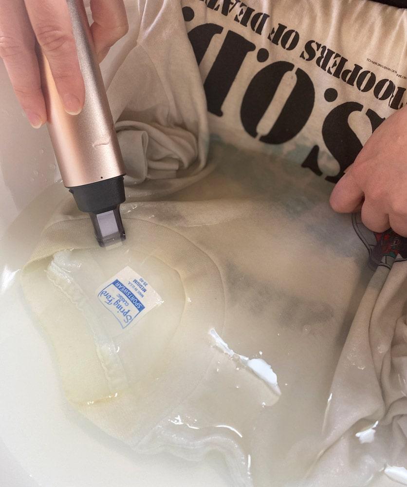 超音波ウォッシャー使用の様子