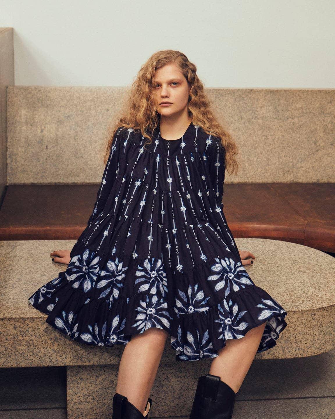 マーレット ワンピース 刺繍 ティアード