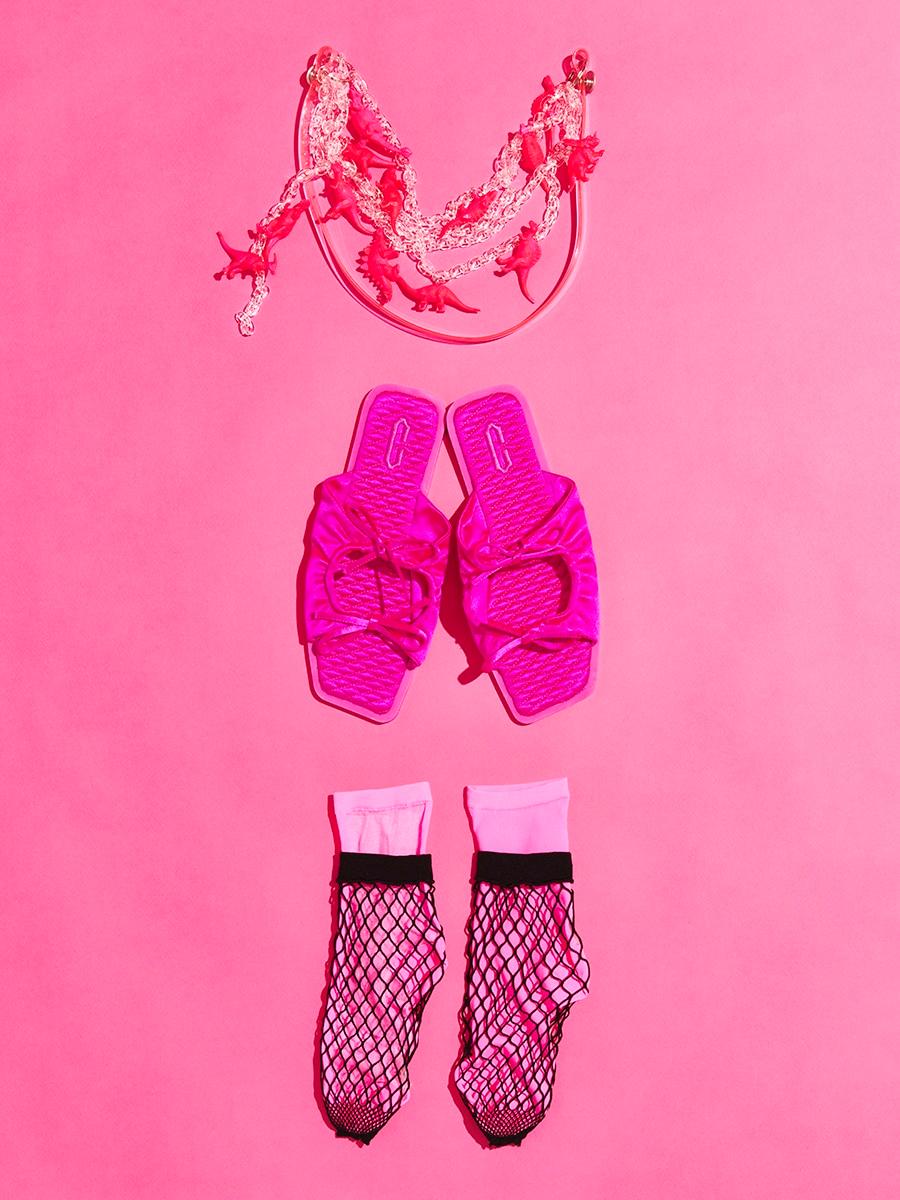 ネオンカラー サンダル ソックス ピンク