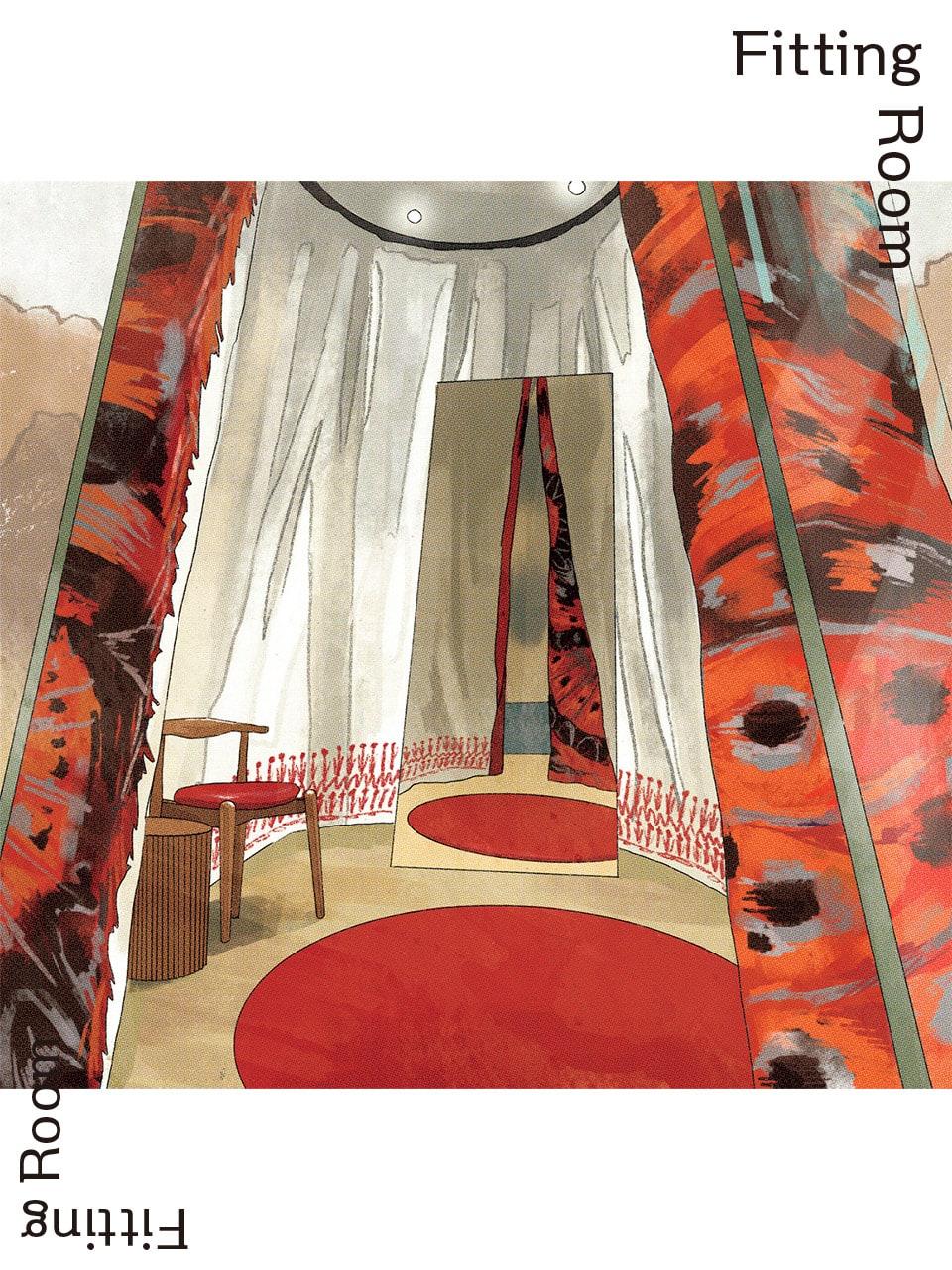 「アレキサンダー・マックイーン 表参道店」のフィッティングルーム｜織物とガラスのレイヤーに包まれた驚きの円筒形試着室
