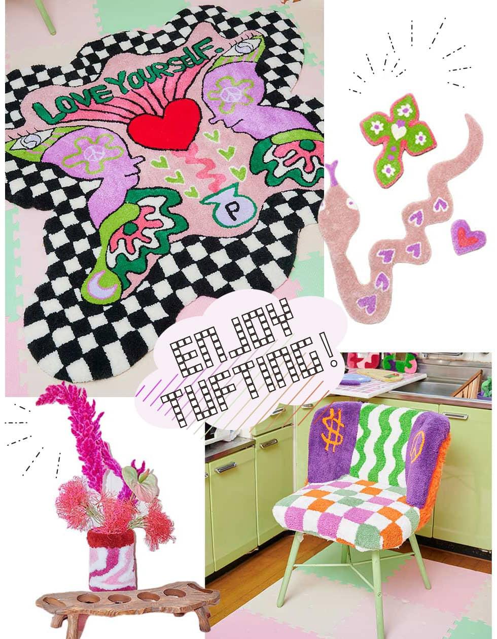 ハッピーな気持ちになれる、ぱくちーひとみのタフティングアート