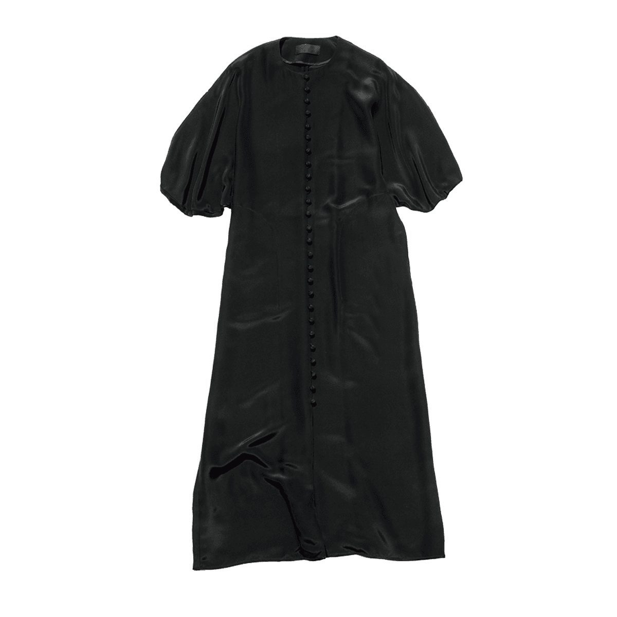 brand: MAME KUROGOUCHI BASICS  category: DRESS  item: 10 BASIC SILK MULTI-BUTTONED CREW NECK DRESS