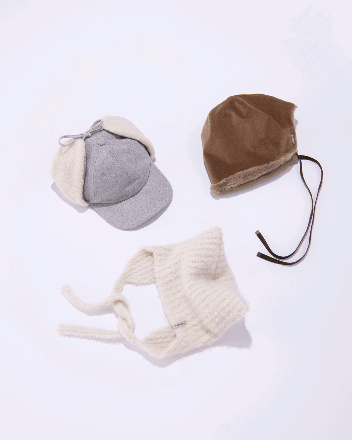 〈オーバーライド〉の帽子。秋冬は“ふわもこ感”と“ヒモ”が推し!