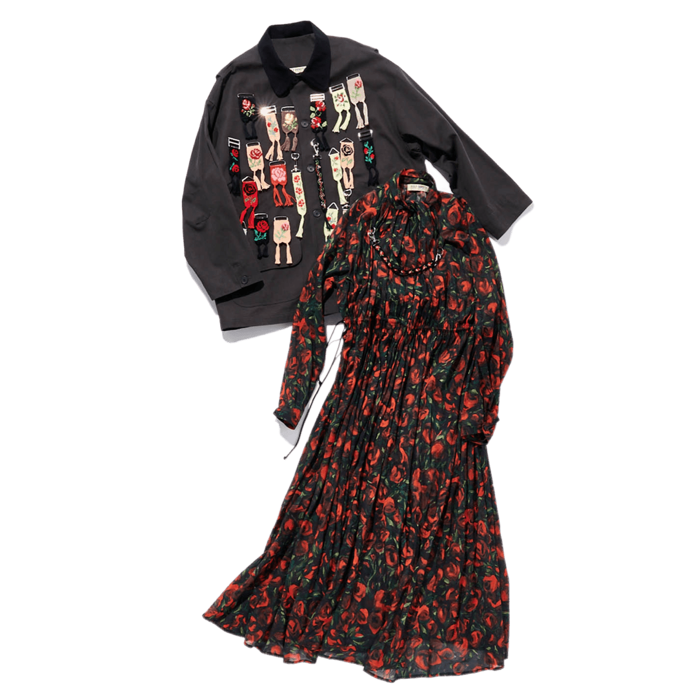 ジャケット ¥330,000、ドレス ¥198,000(共にロルフ エクロス | バウ インク)