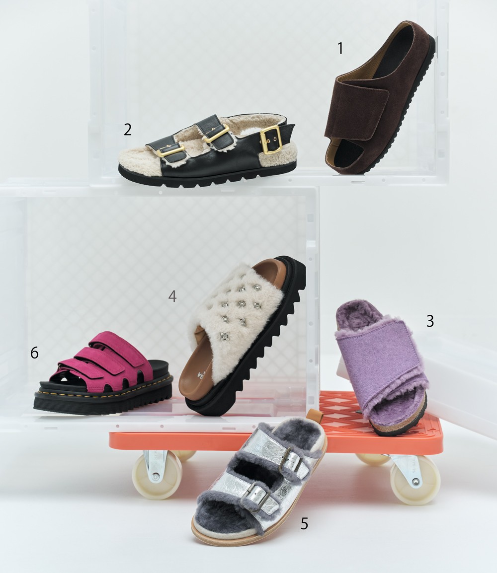 コンフォートで暖かい冬のサンダル