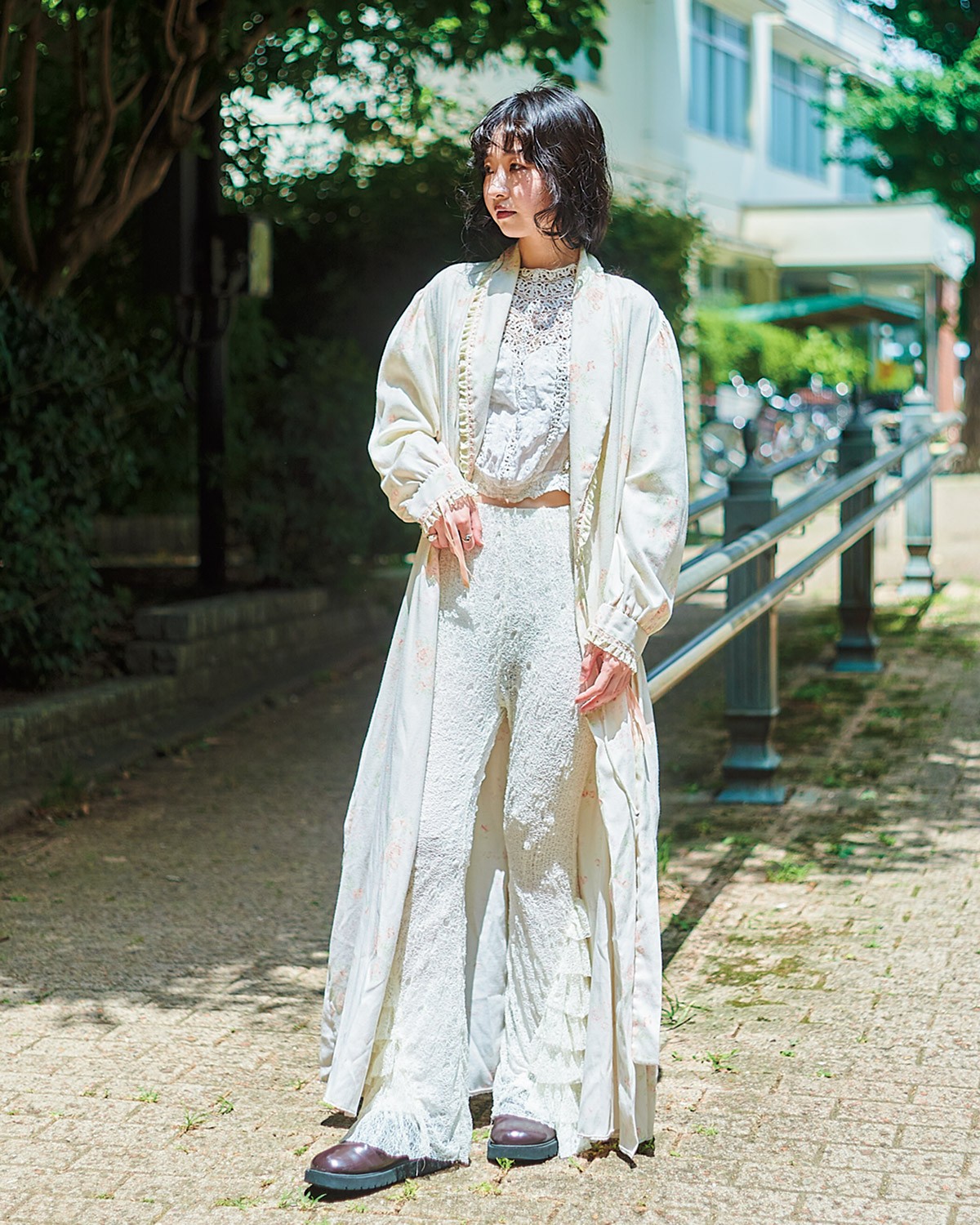 gown_70s VINTAGE top_ANTIQUE pants_LAM BALM shoes_UNIQLO