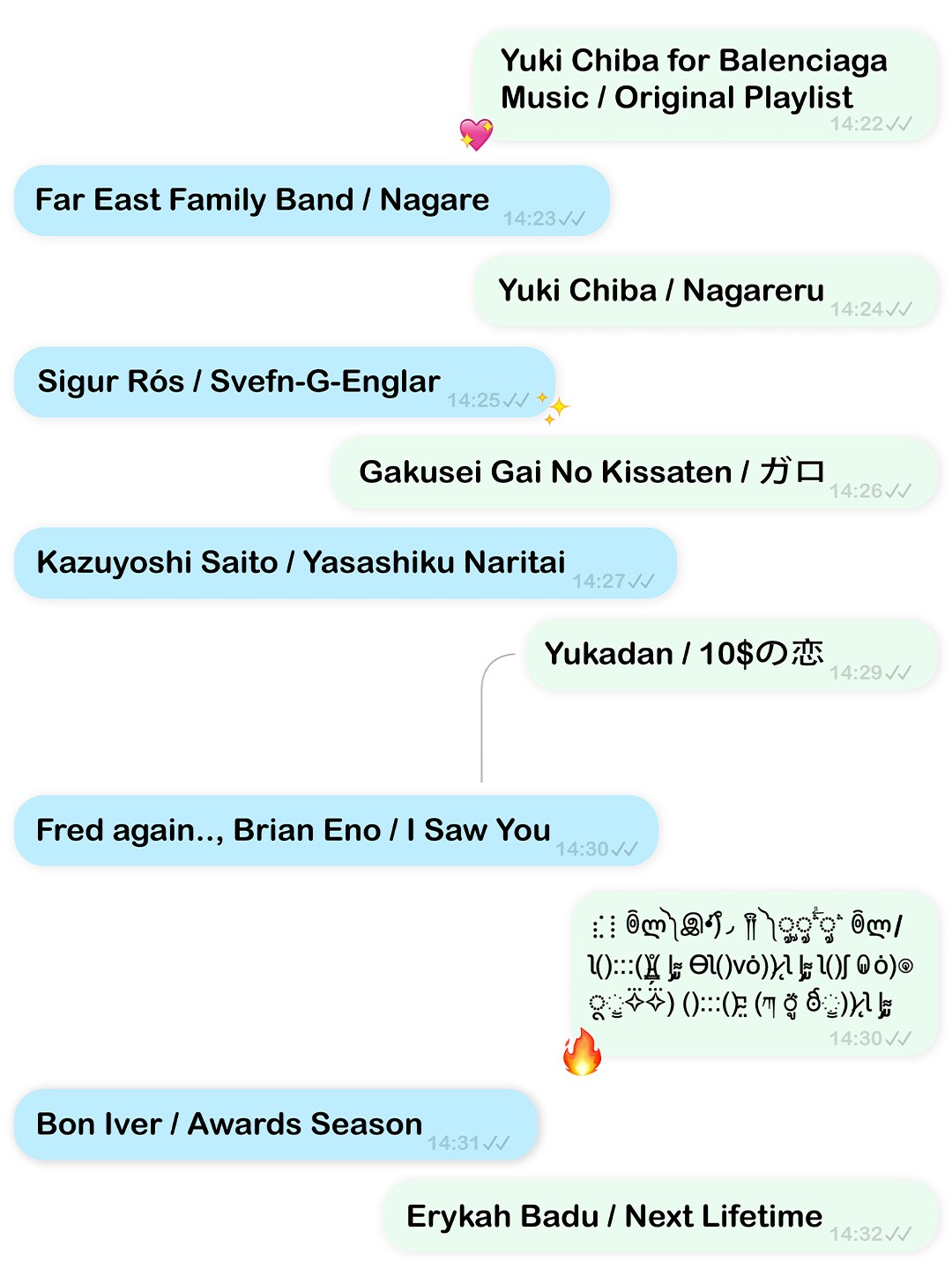 プレイリストの公開に合わせて、ステージでのパフォーマンス映像や、SMSの会話形式で構成されたトラックリストのキャンペーンも展開中。